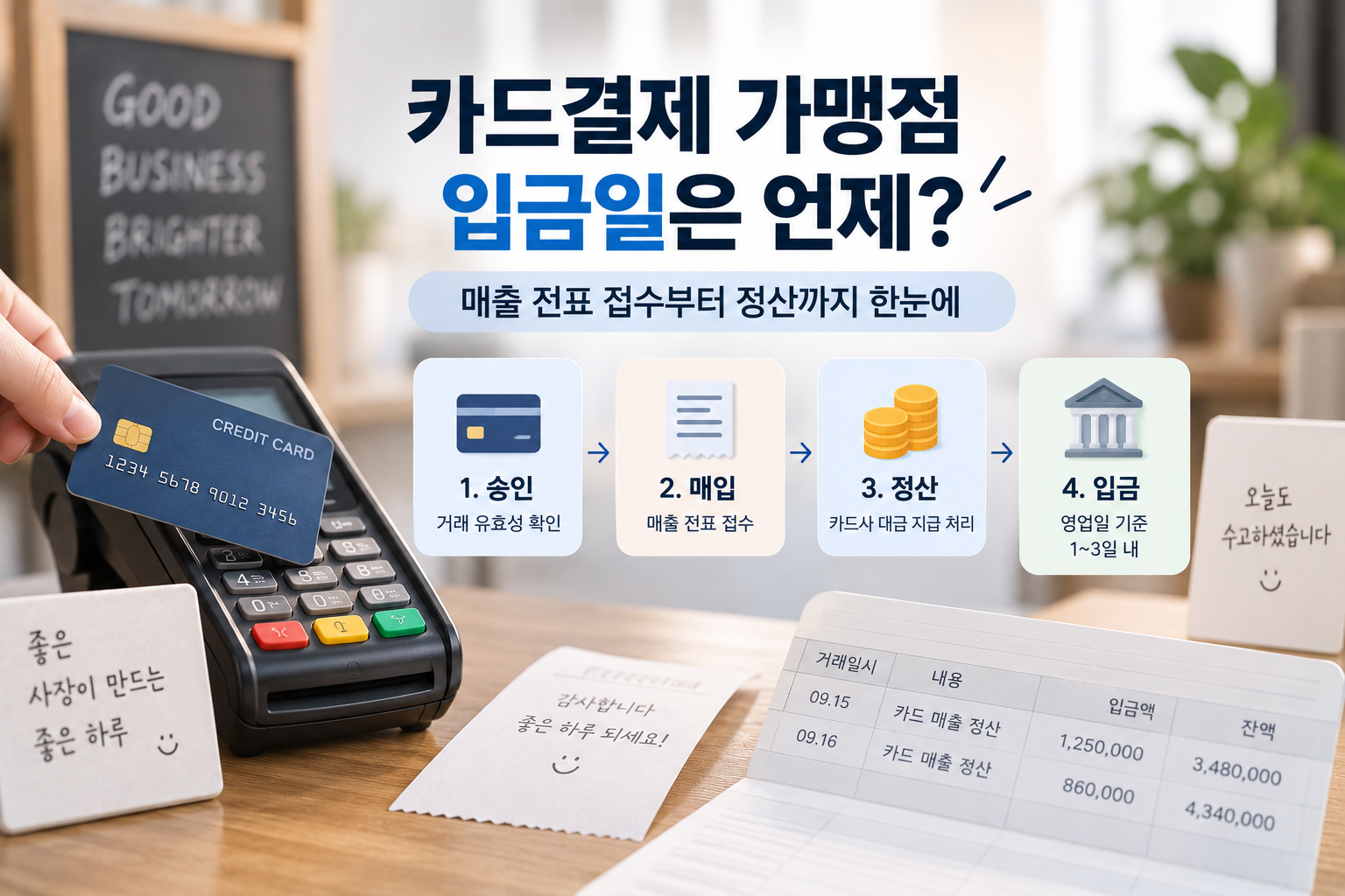 카드결제 가맹점 입금 과정 안내