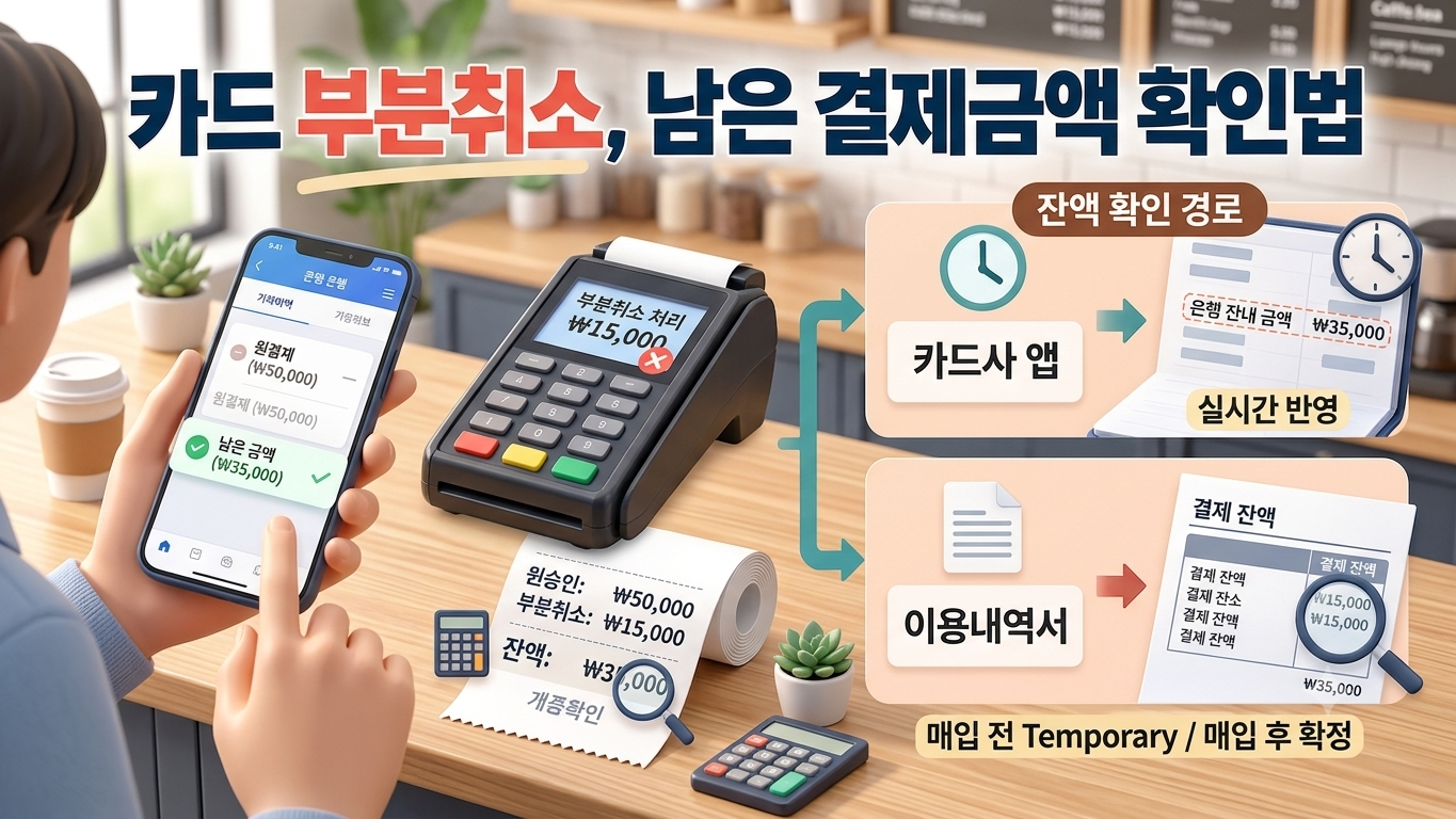 카드부분취소 했는데 금액이 다르다면? 남은 결제금액 확인법