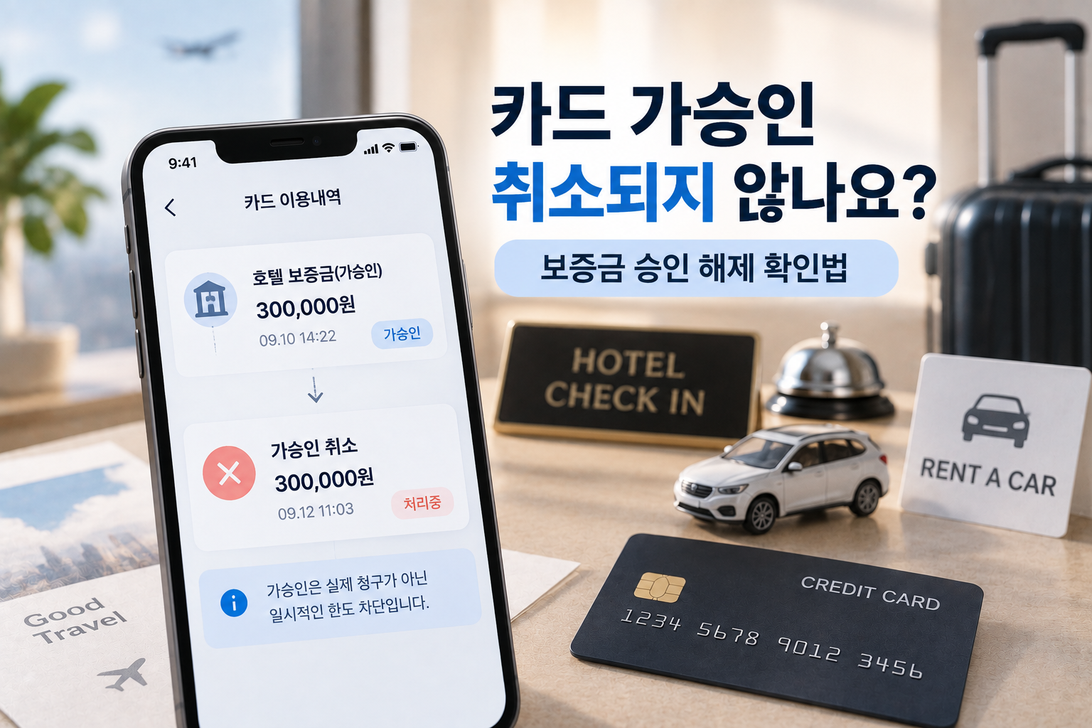 호텔 카드 가승인 취소 확인법